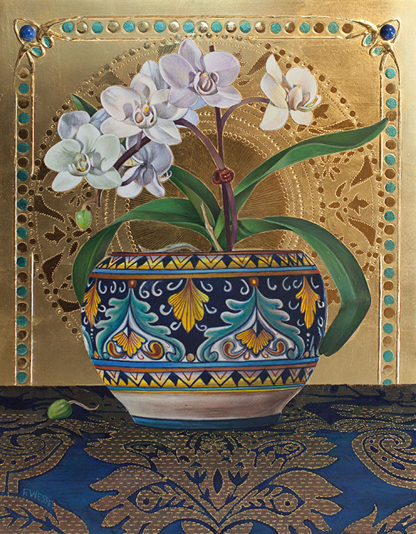 Fred Wessel - White Orchid (Deruta Pot)